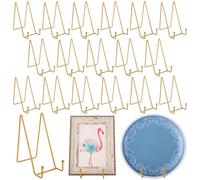 DAJAVE 20 Pack Plate Stands for Display 6 Inch Plate Holders Display Stands, Gold Picture Frame Stand Metal Frame Holder Stands for Book, Small Easel, Decorative Plate, Plaque,Tabletop Art