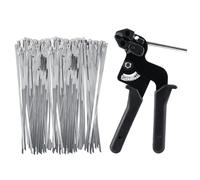 DAJAVE 200 pieces stainless steel cable ties and 1 piece cable tie gun 4.6 x 250 mm metal cable tie pliers cable ties stainless steel set for cable bundling, industrial, agriculture