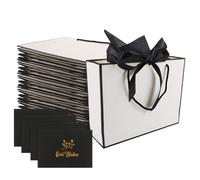 DAJAVE 24 Pcs White Gift Bags with Tissue and Cards, Medium Luxury Gift Bags with Ribbon Present Bag with Handle for Valentines, Birthday Christmas, Wedding, Party (32x25x10CM)