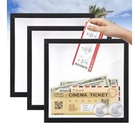 DAJAVE 3 Pcs Travel Shadow Box Frame, 20x20cm Memory Box Black Shadow Boxes Adventure Boxes Frame with Slot for Movie, Sporting Event Ticket - with Non-marking Nails