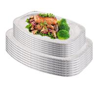 DAJAVE 30 Pack Foil Trays for Party Food Two Sizes Oval Tin Foil Platters Aluminium Serving Trays for Parties, Wedding, Birthday, Picnic (43cm & 34.5cm)
