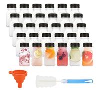 DAJAVE 30 PCS 4oz/120ml Plastic Juice Bottles Empty Reusable Shot Bottles with Lids Small Juice Bottle with Funnel and Brush Bulk Beverage Drink Bottle for Juices, Milk, Homemade Beverage
