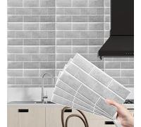DAJAVE 30 Pcs Grey Stick on Tiles 30X15cm Tile Stickers Kitchen Wall Tiles Self Adhesive Sticker Tile for Kitchen Bathroom Home Decor