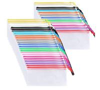 DAJAVE 36 Pcs Plastic Wallets A6 Plastic Zip Wallets, Small Plastic Wallets Clear Pencil Cases Mesh Document Wallet A6 Receipt Wallet for School Supplies, Bills, Cash, Stationery - 12 Colors