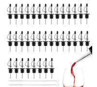 DAJAVE 36 Pcs Speed Pourers for Spirits Oil Pourer Spout Bottle Pourers Liquor Freeflow Wine Bottle Spirits Pourer Tapered Spout with Rubber Dust Caps for Alcohol Olive Oil Syrup Vinegar Bottles