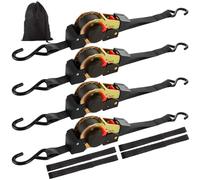 DAJAVE 4 Pack Retractable Ratchet Straps 25mm x 3M Automatic Ratchet Tie Down Straps, 640kg/1410lbs Break Strength Roof Rack Strap Heavy Duty Cargo Strap with Hooks for Motorcycles, Car, Trailer