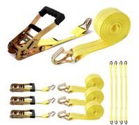 DAJAVE 4 Sets Ratchet Straps 3M x 50mm Tie Down Straps 8818lbs Break Strength Heavy Duty Ratchet Strap with Hooks Cargo Strap for Trucks, Cars, Motorcycles