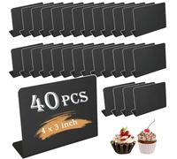 DAJAVE 40 Pcs Mini Chalkboard Signs, 4 x 3 inch Small Chalk Boards Signs Blackboard Reserved Sign for Tables Bakery Food Price Tags Weddings Parties