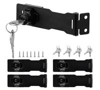 DAJAVE 5 Pcs Hasp and Staple with Padlock, 4 Inch Shed Lock Heavy Duty Hasp Door Hasps Latch Lock and Clasp Black Shed Locks for Bedroom Garage Window Garden Cabinet