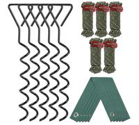 DAJAVE 5 Set Ground Anchor for Trampoline, 40cm Trampoline Anchor Kit with Straps and 4M Rope, Heavy Duty Trampolines Anchors Kit for Trampolines, Outdoor, Swing, Gazebo