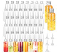 DAJAVE 50 Pack 60ml Miniature Alcohol Bottles Small Shot Bottles with Lids Mini Alcohol Bottle Empty Plastic Bottle for Wedding Favour, Parties, Travel, Parties - with Funnel