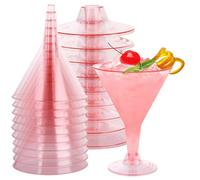 DAJAVE 50 Pcs Reusable Cocktail Glasses, 180ml Martini Glasses Plastic Cocktail Glass Plastic Wine Glass for Margaritas, Champagne Mocktails, Juice Dessert - Pink