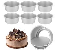 DAJAVE 6 Pack 6 Inch Cake Tins for Baking Deep Cake Tins, Round Baking Tin Non-Stick Aluminum Cake Pan with Loose Base for Wedding Birthday Christmas Party Cake Baking