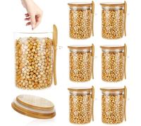 DAJAVE 6 Pack Glass Jars with Airtight Lid and Spoon 550ml Kitchen Storage Jars Glass Containers Jars with Bamboo Lids Overnight Oats Jar for Coffee Beans, Tea, Sugar, Nuts, Candy, Salts