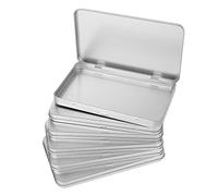 DAJAVE 6 Pack Metal Rectangular Hinged Tin Box Container, Sliver Tin Empty Box with Lid, Mini Tin Containers for Watercolor, Jewelry, Makeup, Candy, Craft Organize(4.2x7x0.6 Inch)