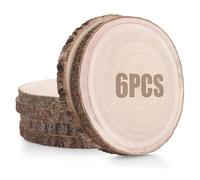 DAJAVE 6 Pcs Wood Slices for Crafts 26-30cm Large Log Slices Unfinished Wooden Discs Round Wooden Discs No Hole Wood Circles for Arts, DIY Crafts, Christmas, Wedding