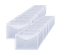 DAJAVE 60 Pcs A5 Plastic Wallet with Popper Clear Document Wallets | A5 Plastic Folders Popper Wallets with Button for Office, Home, School