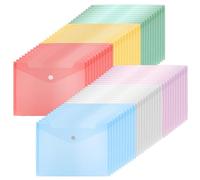 DAJAVE 60 Pcs A5 Plastic Wallets with Popper - 6 Colors Document Wallet A5 Plastic Folder Popper Wallets with Button