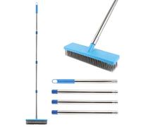 DAJAVE 62 Inch Garden Broom Outdoor Heavy Duty Garden Wire Brush Long Handle, Yard Brush Heavy Duty Patio Brushes Deck Scrubber Brushes for Removing Weed Moss, Garage, Patio