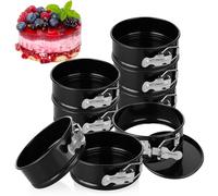 DAJAVE 8 Pcs Cake Tins for Baking 4 Inch Springform Cake Tins Mini Cheesecake Tin Small Cake Pan Loose Bottom Springform Pan Non-Stick Cheese Cake Tin for Baking Pie Cheesecake Pizzas Quiches