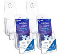 DAJAVE Flyer Stand A6, Acrylic Brochure Holder, Table Brochure Stand as Flyer Stand, Brochure Holder, Brochure Holder, Transparent Brochure Stand (A6+Business Card Holder)