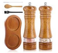 DAJAVE Salt and Pepper Grinder Set of 2, Manual Wooden Salt and Pepper Mill Set Refillable Salts and Peppers Grinder Sets for Cooking and Baking - 6.7 inch