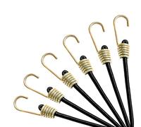 Dajia Heavy Duty Black Bungee Cords with Hooks 3/8"x 36" 10mm Industrial Bungee Cord x 6piece (Pack of 6) Premium Quality Bungee Cord Assortment Metal Hooks