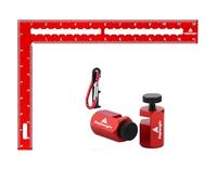 Dajianglx Carpenter Square 8 x 12 Inch and Tall Stair Gauges Set, for Framing Square Stop with Holder and Hook, Aluminum L Shape Angle Right Ruler, Red