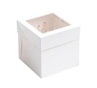 Dajiaxingxing Pack of 2pcs 10-Inch Cake Box with Clear Display Window - Sturdy Food-Grade Cardboard for Wedding, Birthday & Celebration Cakes (Easy Assembly) (white, Regular (2pcs))