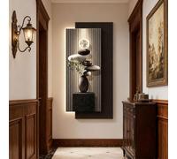 DAJIAYIQI 3D Wall Painting with Light, USB powered luminous landscape wall sculpture, multi-layer sandstone texture, 3D Vision Wall Painting for Living Room Entrance(A,39.4X19.7in)