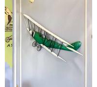 DAJIAYIQI Airplane Metal Wall Decor, 40.5"x15.7" Large Green Glider Wall Art, Vintage Iron Hanging Airplane Sculpture, Glider Theme Decor for Bedroom, Living Room, Hotel, Restaurant