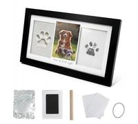 Dajidafu Dog and Cat Paw Print Set,DIY Dog Paw Print Photo Frame Impression Kit, Pawprint Family Keepsake, Wall Hanging or Stand,Perfect Pet Keepsake Gift for Pet Owner,32.5x12.5CM