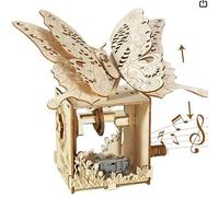 DAJILI 3D Wooden Puzzles for Adults, You Are My Sunshine Butterfly Music Box Model Kits, Piano DIY Music Box Wood Model Kits, Wooden model kits for adults Creative Gift for Christmas & Birthday
