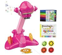 DAJILI Gifts for Girls Drawing Projector for Kids, Girls Toys Drawing Projector Table, Kids Projector Toy with Slides, Watercolor Pens, Sketchbook for for 3 4 5 6 Years, Pink