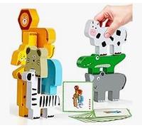 DAJILI Montessori Toys for 1 2 3 Year Old Boys Girls Gifts, Wooden Animal Stacking Toys for Toddlers, Colorful Animal Building Toys for Infants Age 2 3 4, Birthday Gifts for 1 2 3 Year Old Boys Girls