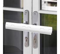 DAJILI Patio Door Security Lock, Professional French Door Rim Lock, White, Simple & Glossy, One-Touch Lock for Horizontal Handles