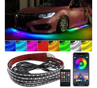 DAJILI Underglow Car Lights Kit, Waterproof RGB Car Led Interior Strip Lights Support Bluetooth App & Remote Control, Exterior Ambient Lighting with Music Mode DC 12V 4PCS 47Inch x2 & 35Inch x2