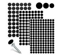 DAJING 290PCS Screw Caps, Self Adhesive Screw Covers, 12mm 15mm 21mm Non-faded White Hole Cover Pvc Dustproof Sticky Screw Covers for Furniture Wood Screws Wall Cabinet Desk (Black)