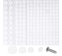 DAJING 290PCS Self Adhesive Screw Caps White, 12mm 15mm 21mm Non-faded White Hole Cover Pvc Dustproof Sticky Screw Covers for Furniture Wood Screws Wall Cabinet Desk