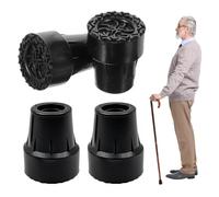 DAJING 4-Pack Rubber Cane Rubber end - Anti Slip Rubber Replaces Cane Head, Suitable for a Diameter of 19mm (Black Flower Base, 45 * 35mm)