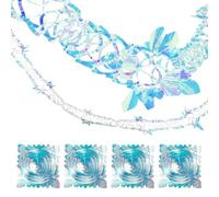 DAJING 4 Pcs Iridescent Christmas Ceiling Decorations,vintage christmas decorations,Iridescent Foil Christmas Decorations Indoor for Xmas New Year Party (3M)