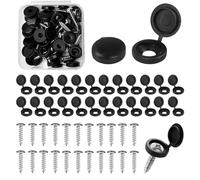 DAJING 48 piece black plastic hinge screw cover and screw kit, easy to use and durable