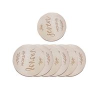 DAJING 7 Pcs Wooden Baby Milestone Cards | Double-Sided Monthly Signs | Hello World Baby Sign | Newborn Infants 0-12 Months | Growth Recording Gift Set