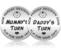 DAJING Funny Decision Coin for New Parents，Gifts for Mum Dad，Newborn Baby Gifts，Flip Coin Decision，Mother's Day, Birthday, Anniversary, Stainless Steel (Silver)