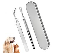 DAJING1 Set Tick Remover Tools for Dogs, Tick Removal Tool, Stainless Steel Tick Remover Tool Set Complete Tool Kit for Humans, Cats & Dogs(With Tick Removal Tweezers & Sharp Rake & Metal Box)