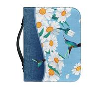 Dajingkj Bible Cover With Zipper Large Leather Personalized Bible Bag Women Men Bag Bible Book Church Handbags, White Daisy, XX-Large