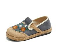 Dajingkj Espadrilles for Women Embroidered Shoes for Home Slip On Flat Loafers Youth Girls Retro Casual Linen Shoes, gray, 5 UK