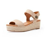 Dajingkj Espadrilles for Women Wedge Heel 42.99 Ankle Strap Open Toe Chunky Wedges Ladies Summer Shoes, Single line apricot, 2/2.5 UK