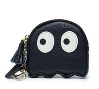 Dajingkj Funny Cartoon Ghost Coin Purse Pouch Keychain for Women Girls Cute Mini Genuine Leather Wallet Car Key Case Lipstick Makeup Bag