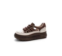 Dajingkj Genuine Leather Women's Sandals Soft Thick Sole Comfortable Hollow Out Casual Nurse Shoes Breathable Non-Slip Women's Walking Sneakers, brown, 4 UK